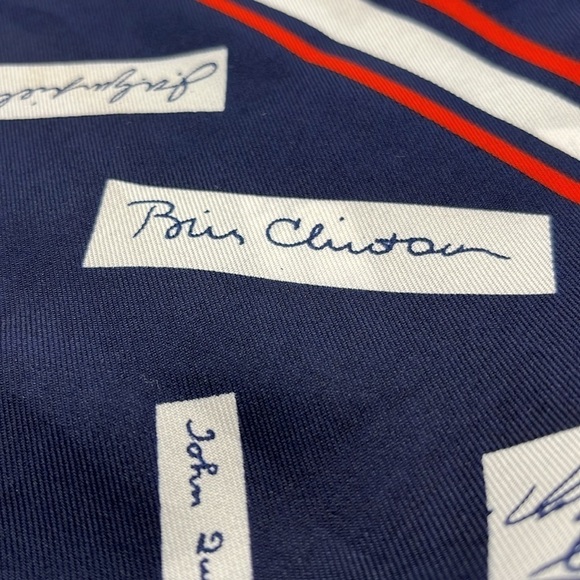 Vintage THE PRESIDENTS Signatures Scarf Patriotic Red White & Blue by Millicent - Picture 10 of 15